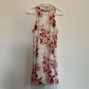 White and pink floral dress, Size XS